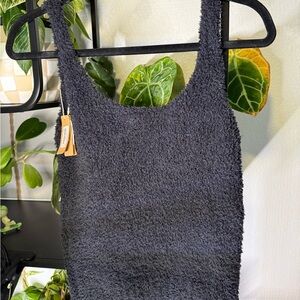 SKIMS Black Fuzzy Tank